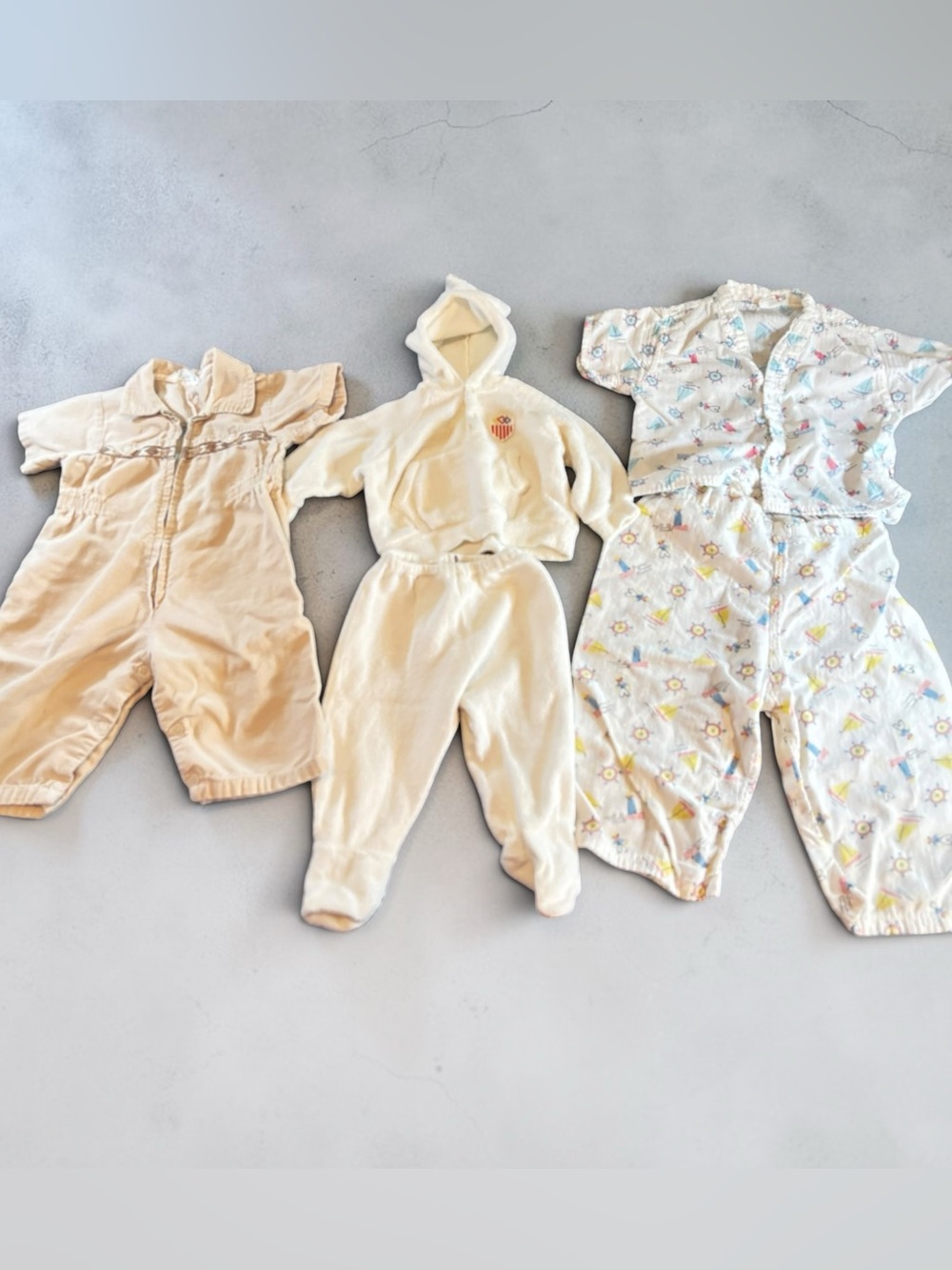 Vintage Baby Clothes Lot 60s 70s Sears Corduroy Creeper Terry Romper Doll Craft